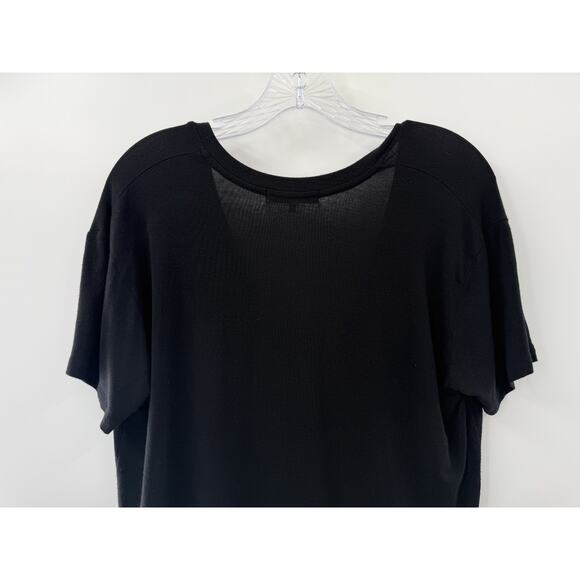 Joah Brown Women's Short Sleeve V-Neck Modal Blend Tee Black Casual One Size - Picture 6 of 7